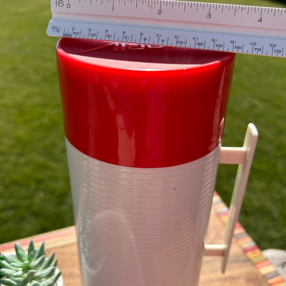 Vtg 1970's Red Aladdin Hy-lo Wide Mouth Thermos Bottle With Handle - Picture 6 of 9